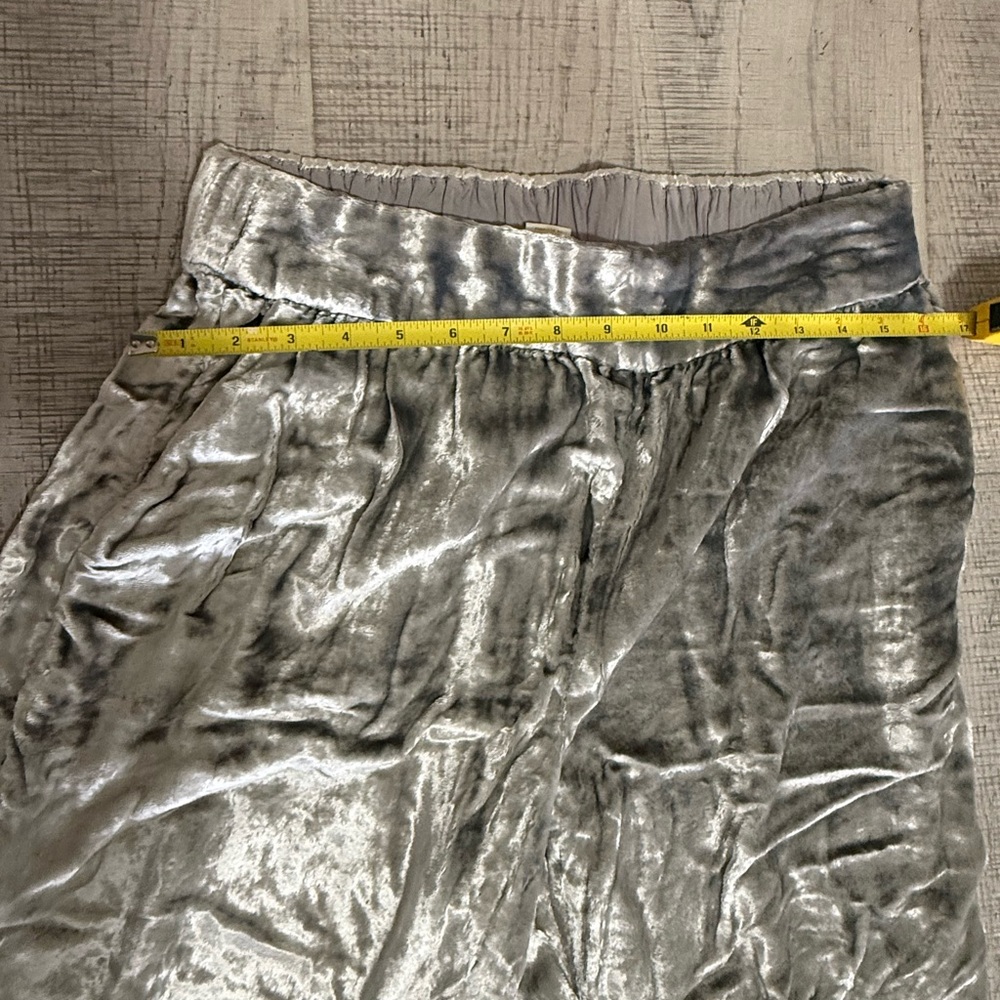 MAEVE by Anthropology Silver Metallic Silk Style Straight Leg Pants Size Medium - Picture 11 of 11